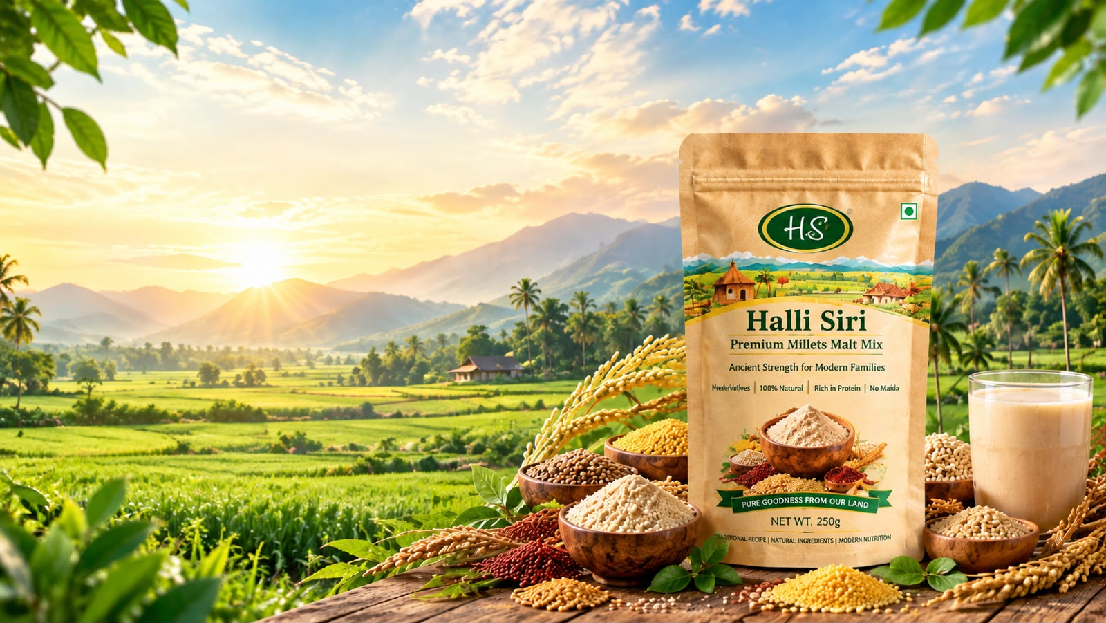 Halli Siri Farm Fresh Millets and Product Packaging