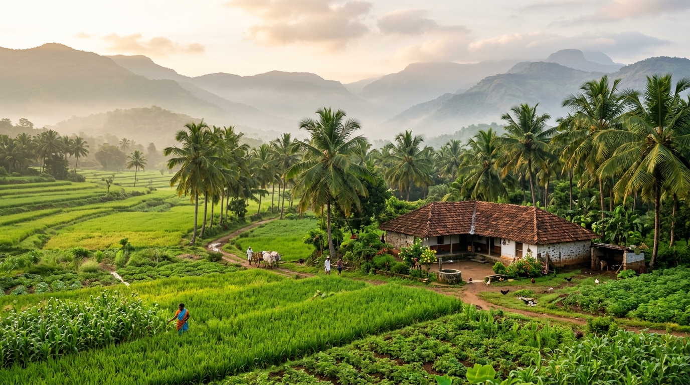 Rural Karnataka farmland scenery